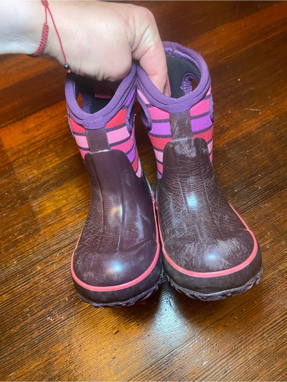 GUC BOGS Little Kid Size 7 Striped Insulated Rain and Snow Waterproof Boots